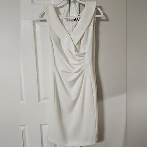 Collared sheath dress with ruching